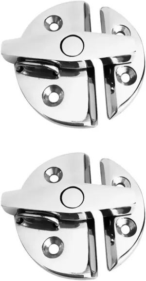2 Pieces 316 Stainless Steel 55mm Turning Twist Lock Round Marine Fishing Boat Deck Hatch Latch Caravan Door Turn Button Catch Latch - Silver - -