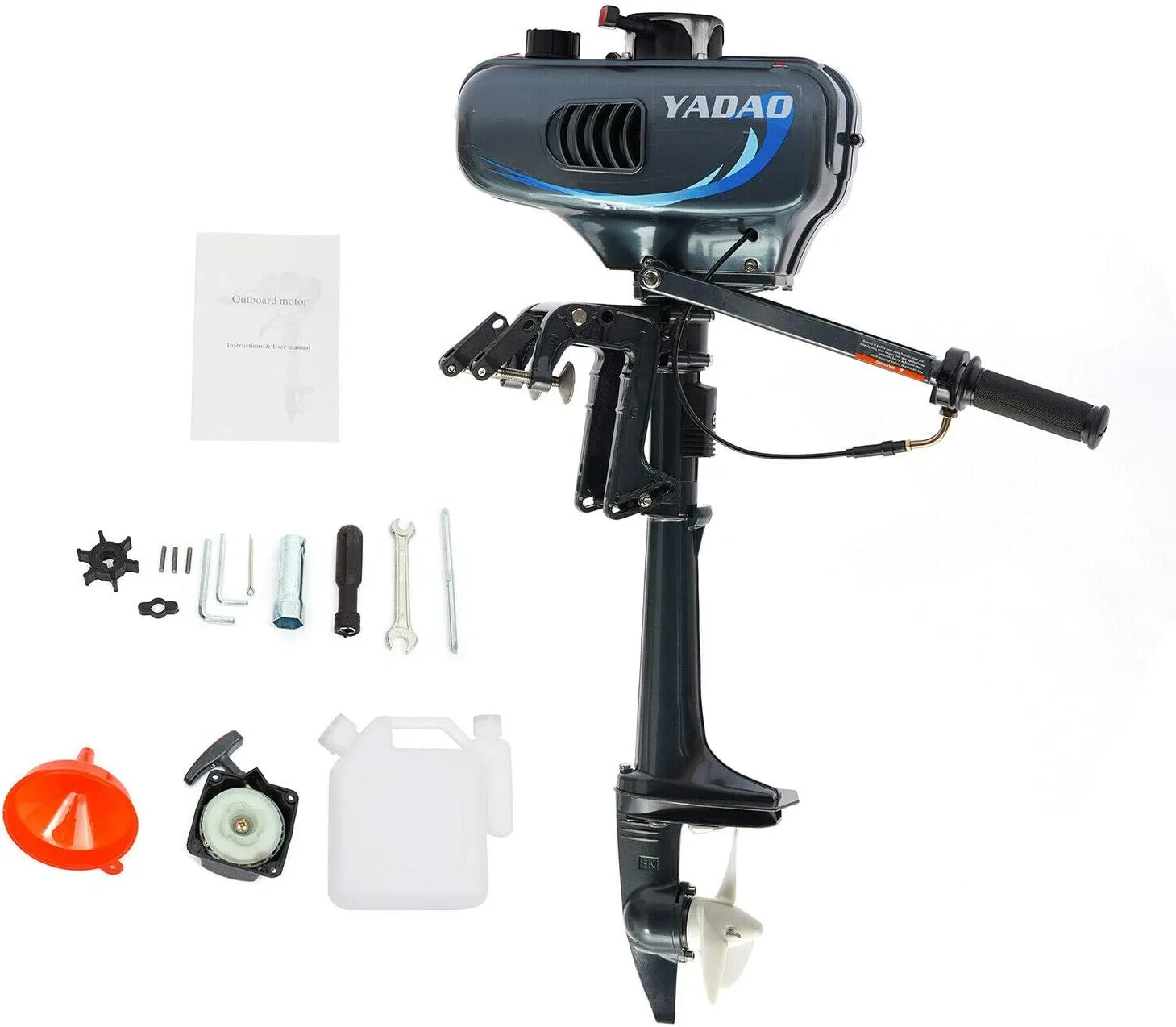 2 Stroke 3.5HP Outboard Motor, 49CC Gas power Outboard Boat Motor Engine with Air Cooling CDI System, Fishing Inflatable Fishing Boat Power Engine Boat Engine for Stern Height of 16.53 Inches or less