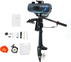 2 Stroke 3.5HP Outboard Motor, 49CC Gas power Outboard Boat Motor Engine with Air Cooling CDI System, Fishing Inflatable Fishing Boat Power Engine Boat Engine for Stern Height of 16.53 Inches or less