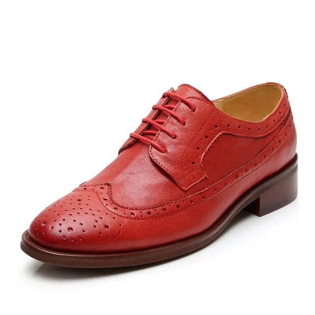 2019 Yinzo Women Genuine Leather Flats Oxford Shoes Woman Sneakers Lady Brogues Vintage