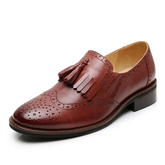 2019 Yinzo Women Genuine Leather Flats Oxford Shoes Woman Sneakers Lady Brogues Vintage