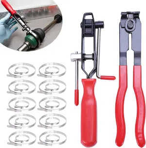 22Pcs CV Boot Clamp Pliers Set Cv Axle Removal Tool Cv Joint Ear Clamp Banding Tool Automotive Hose Axle Plier (2Pcs Clamp Pliers   10 Pairs Adjustable CV Boot Clamps)