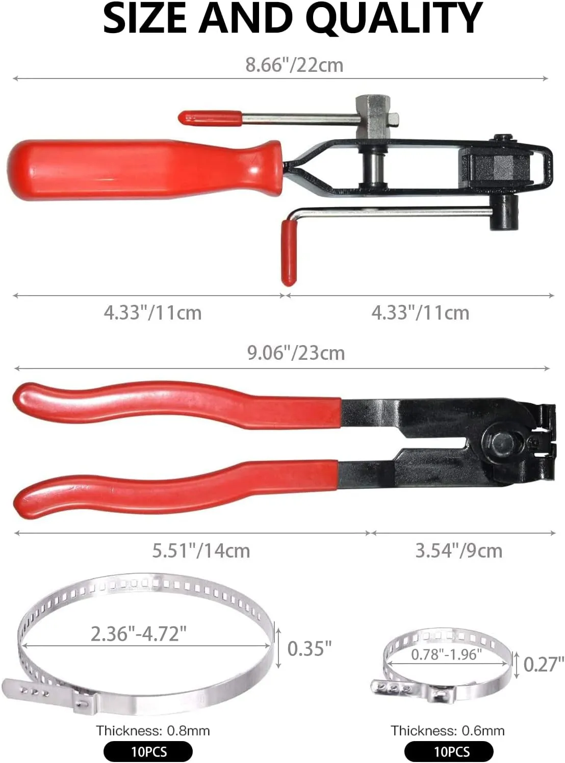 22Pcs CV Boot Clamp Pliers Set Cv Axle Removal Tool Cv Joint Ear Clamp Banding Tool Automotive Hose Axle Plier (2Pcs Clamp Pliers   10 Pairs Adjustable CV Boot Clamps)
