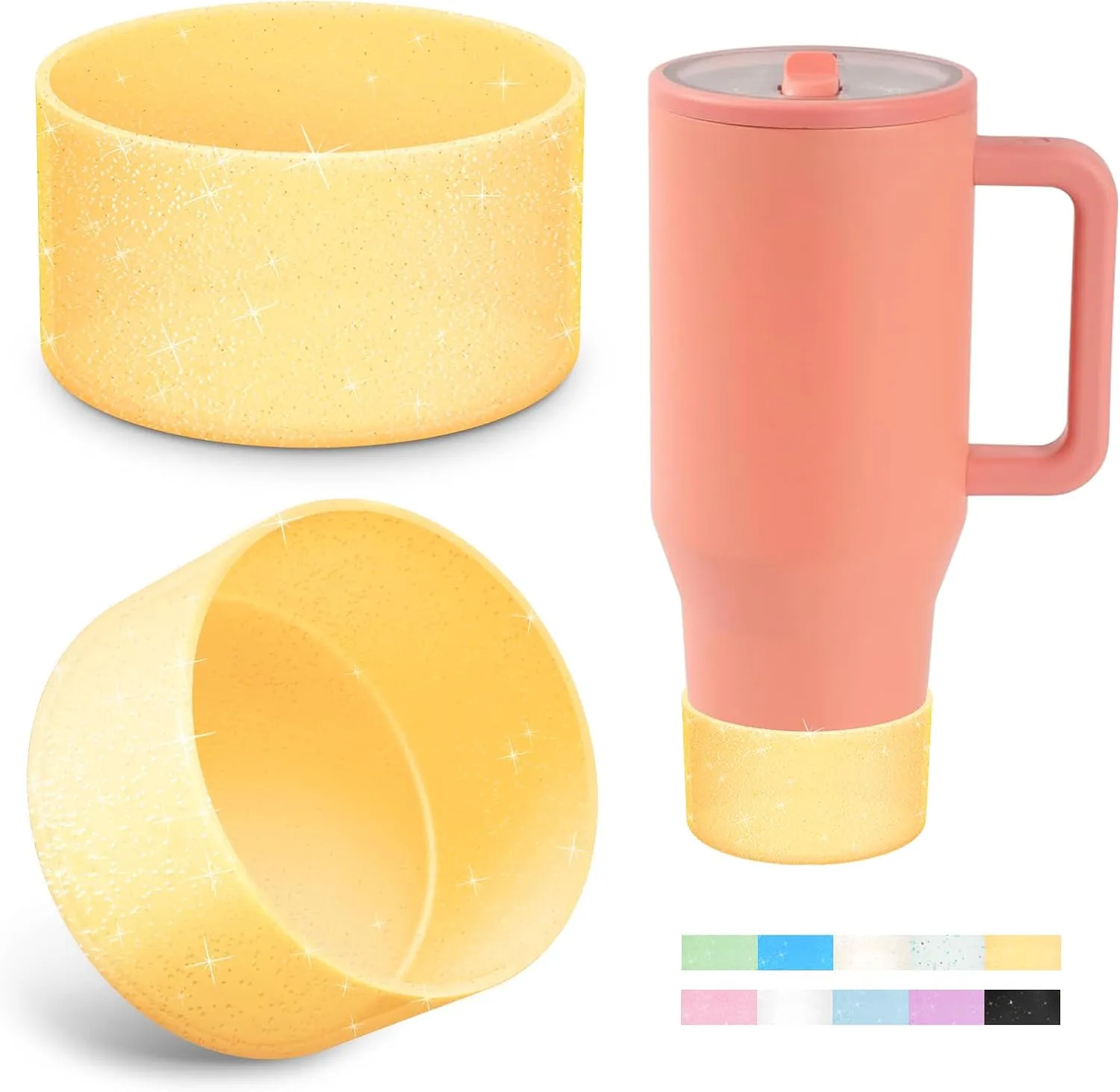 2PCS Glitter Silicone Boot for Hydrojug Traveler 32 oz 40 oz, Anti-Slip Protective Sleeve for Hydrojug Stainless Steel Tumbler, Bottom Cover Base Accessories