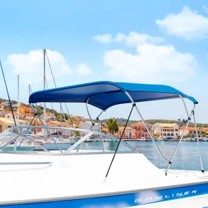 3 Bow / 4 Bow Bimini Top for Boat, 900D Sun Shade Boat Canopy Waterproof with Adjustable Nylon Straps, Rear Support Poles and Storage Boot, 1 Inch Aluminum Frame