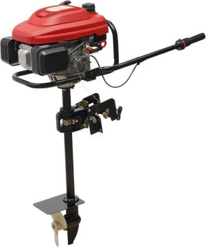 4 Stroke Outboard Motor 3.5KW 200CC Gas Powered Marine Engine Heavy Boat Marine Motor with Air Cooling System and CDI Ignition System Outboard Motor Boat Engine for Fishing