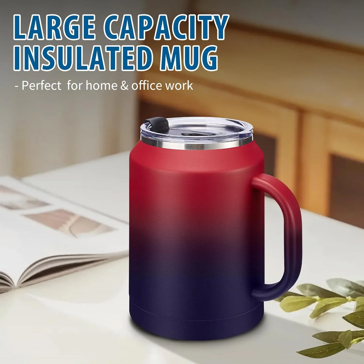 50oz Tumbler w/Lid and Straw - Gulp, Protective Cup Mat, 50 oz Stainless Steel Coffee Mug for Travel Work, Double Wall Insulated Tumblers Metal Cups, Leak Proof Large Flask Jug Water Bottle