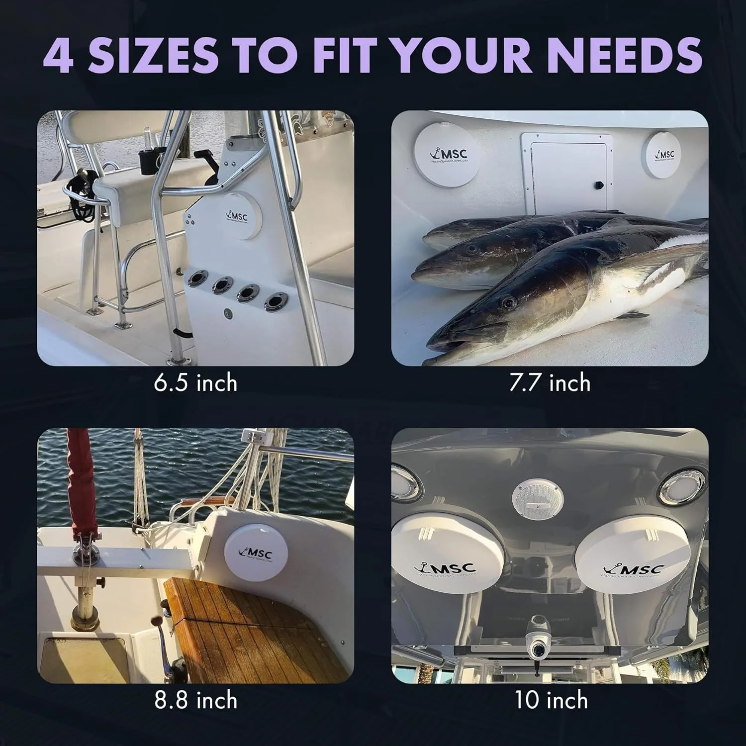 8.8" Marine Speaker Cover Boat Speaker Protector with Sun, Water, Dust, UV Protection, Military-Grade Silicone Design, White Case with Black Logo, Sold as Pair (223mm)
