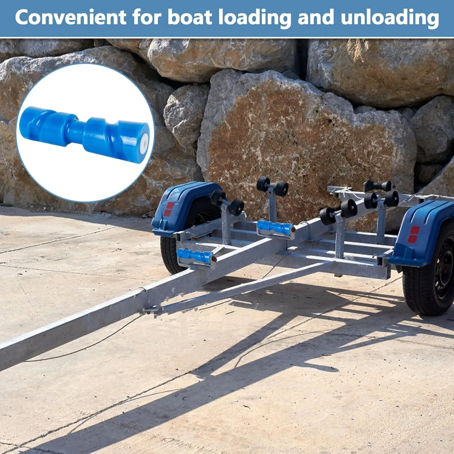 8in/10in/12in Self Centering Boat Trailer Keel Rollers,Boat Trailer Roller,Keel Rollers for Boat,Boat Rollers Bow Roller for Trailer Boat Trailer Accessories Fits 5/8" Shaft (Blue/Orange)