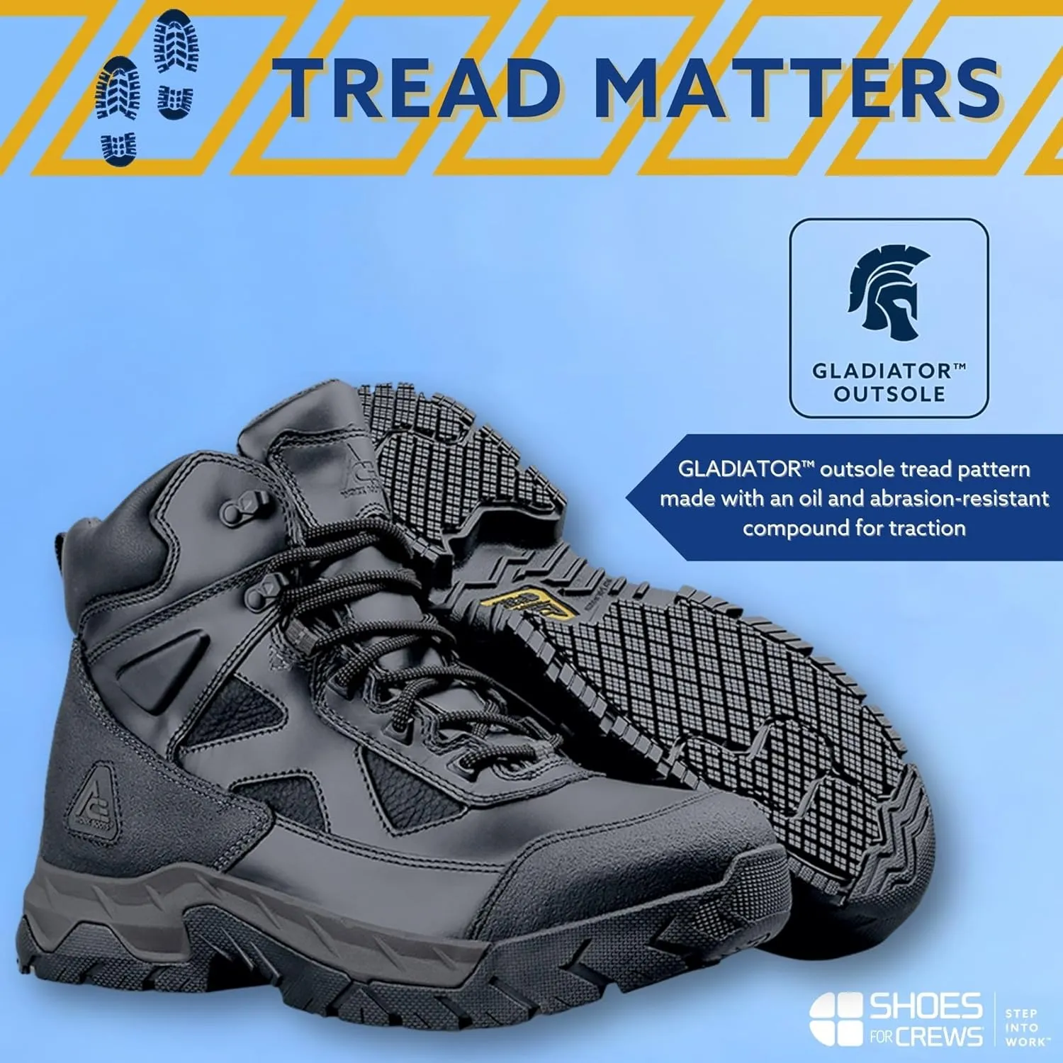 ACE Work Boots Glacier, Men's Steel Toe (ST) and Nano Composite Toe (NCT) Work Boots, Slip Resistant, Water Resistant, Black