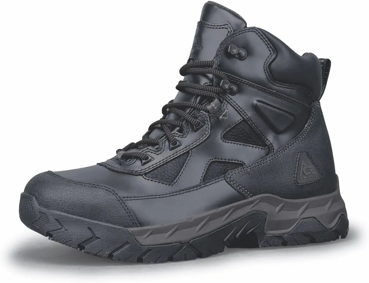 ACE Work Boots Glacier, Men's Steel Toe (ST) and Nano Composite Toe (NCT) Work Boots, Slip Resistant, Water Resistant, Black