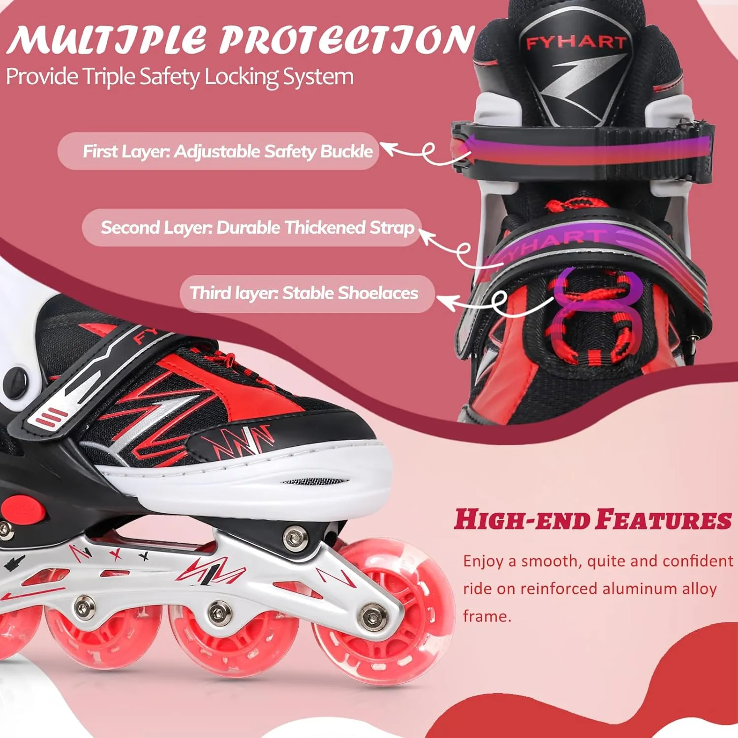 Adjustable Kids Inline Skates for Girls Boys Children Beginners, Inline Skates with Light Up Wheels for Kids and Youth for Indoor Outdoor Sports