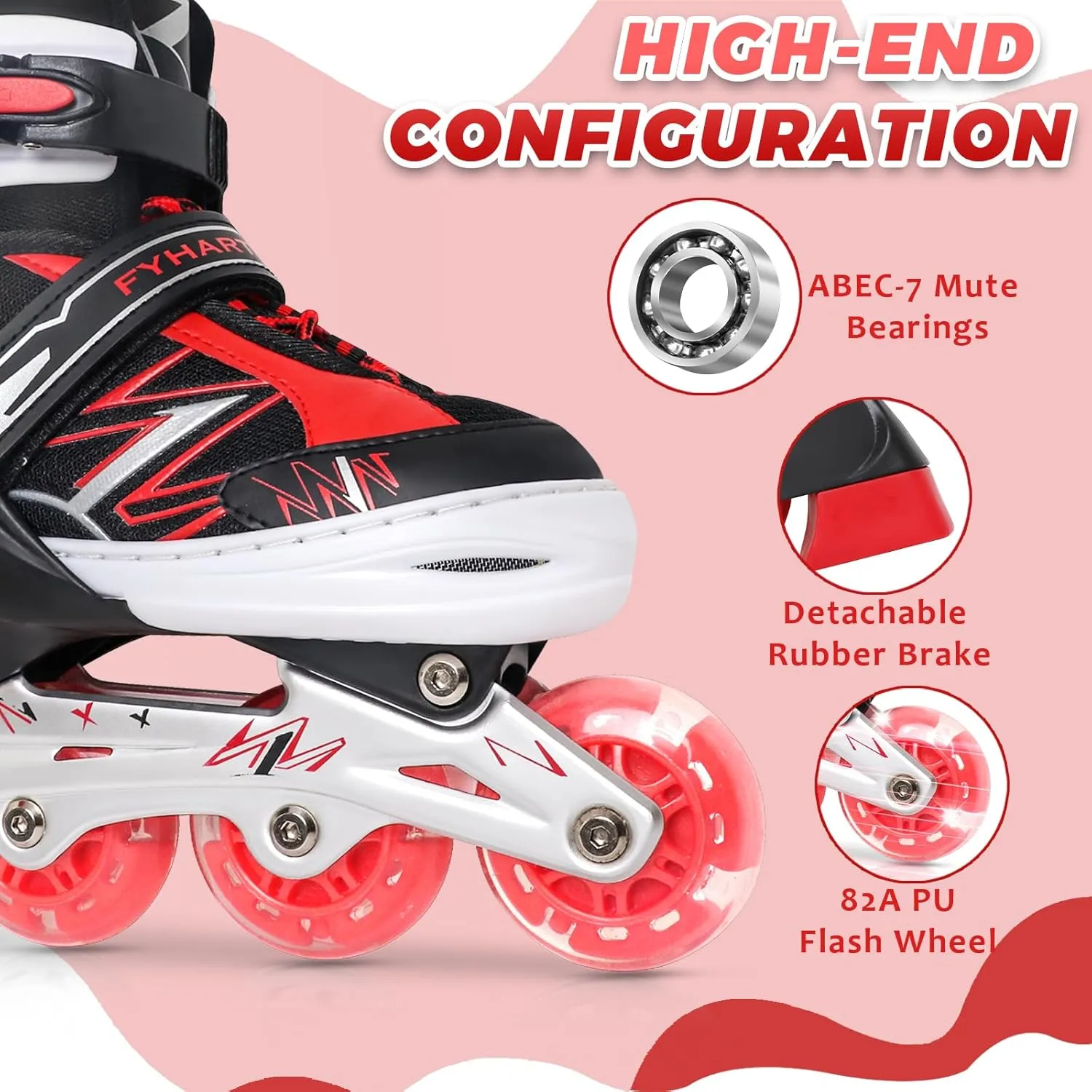 Adjustable Kids Inline Skates for Girls Boys Children Beginners, Inline Skates with Light Up Wheels for Kids and Youth for Indoor Outdoor Sports