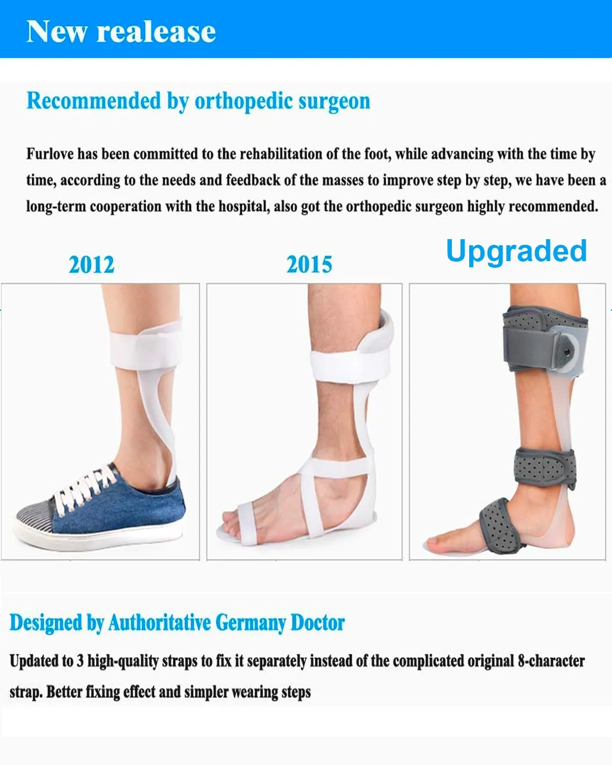 AFO Drop Foot Brace Medical Ankle Foot Orthosis Support Foot Drop Postural Correction Brace (Left/M)