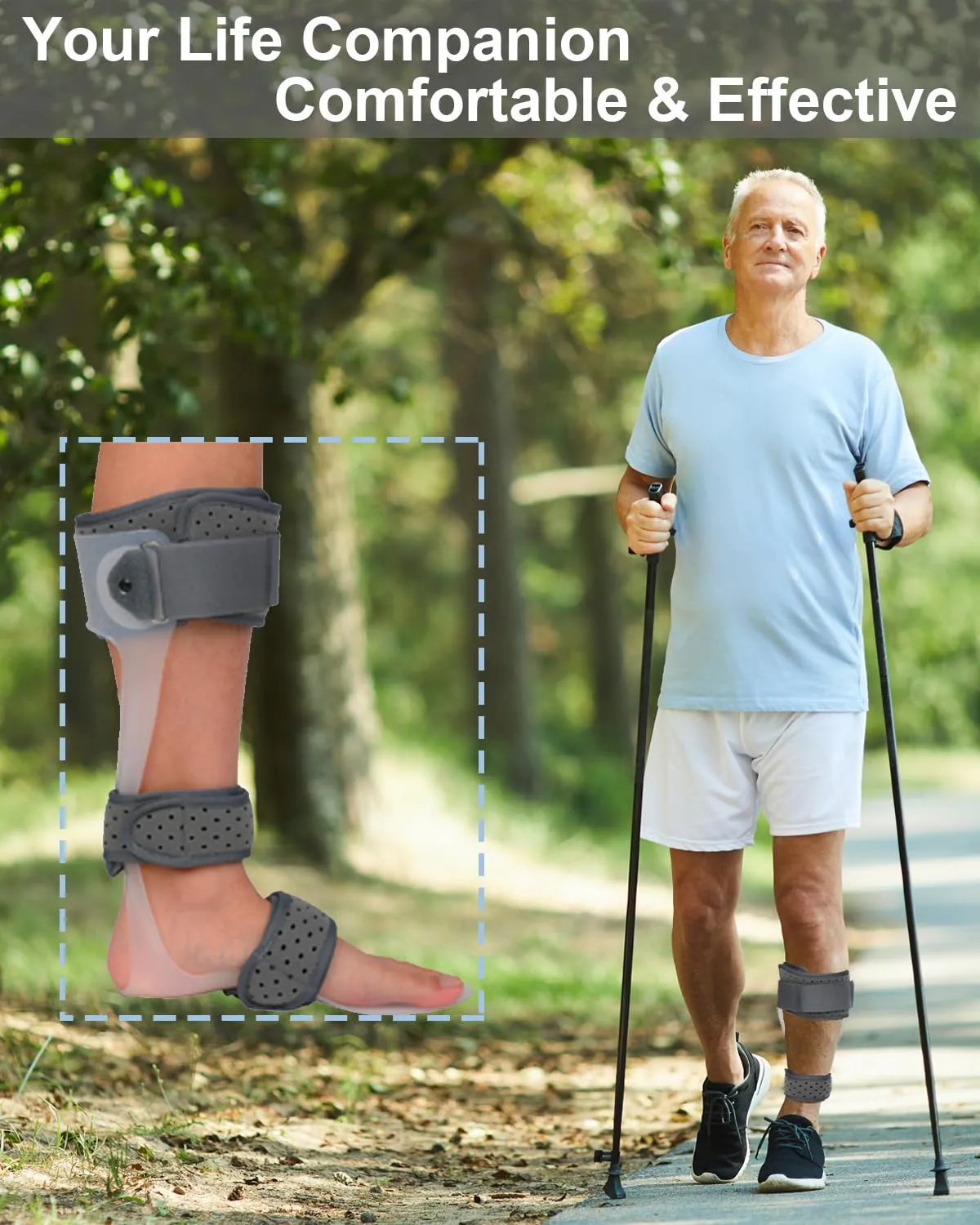 AFO Drop Foot Brace Medical Ankle Foot Orthosis Support Foot Drop Postural Correction Brace (Left/M)