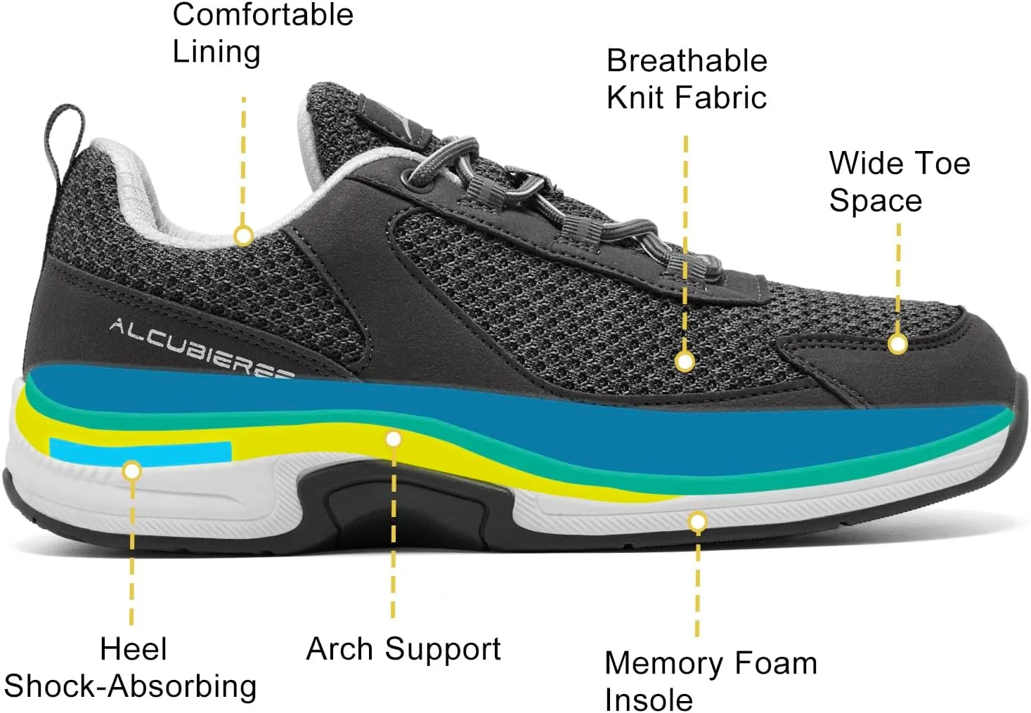 alcubieree OTR Mens Walking Shoes Diabetic Orthopedic Sneakers for Plantar Fasciitis