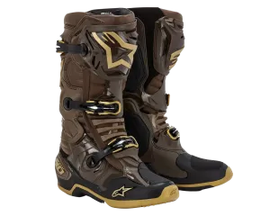 ALPINESTARS 2023 LE SQUAD TECH 10 DARK BROWN/KANGAROO GOLD BOOTS