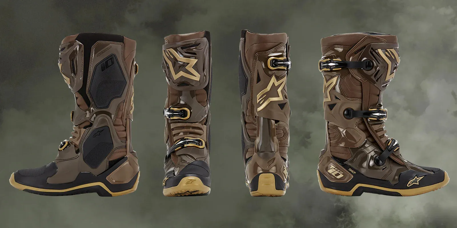 ALPINESTARS 2023 LE SQUAD TECH 10 DARK BROWN/KANGAROO GOLD BOOTS