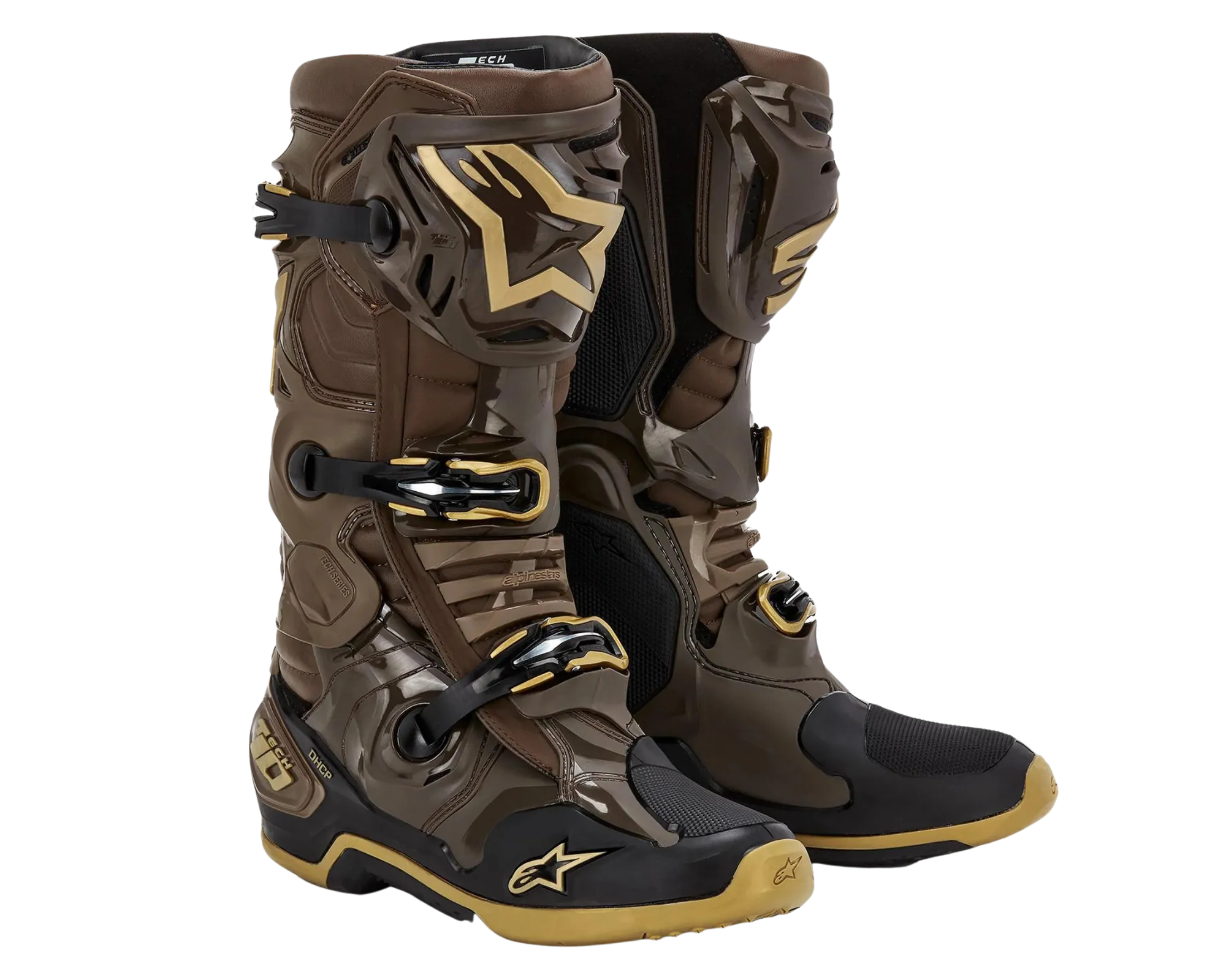 ALPINESTARS 2023 LE SQUAD TECH 10 DARK BROWN/KANGAROO GOLD BOOTS