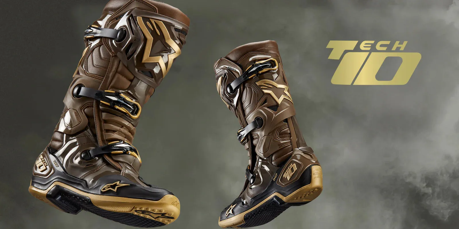 ALPINESTARS 2023 LE SQUAD TECH 10 DARK BROWN/KANGAROO GOLD BOOTS