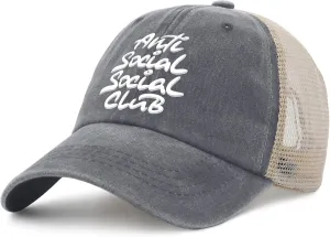 Anti Social Club Hat for Womens Retro Cycling Caps for Mens AllBlack Ball Caps Vintage for Lawyer