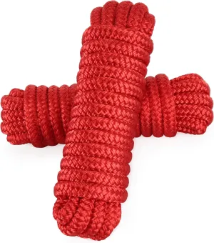 AOLEBA Boat Dock Lines 3/8'' x 15' Dock Line for Boats, Double Braided Nylon Boat Rope, Boat Lines for Docking with Loop, Mooring Lines Marine Rope Set - 2 Pack (Red)