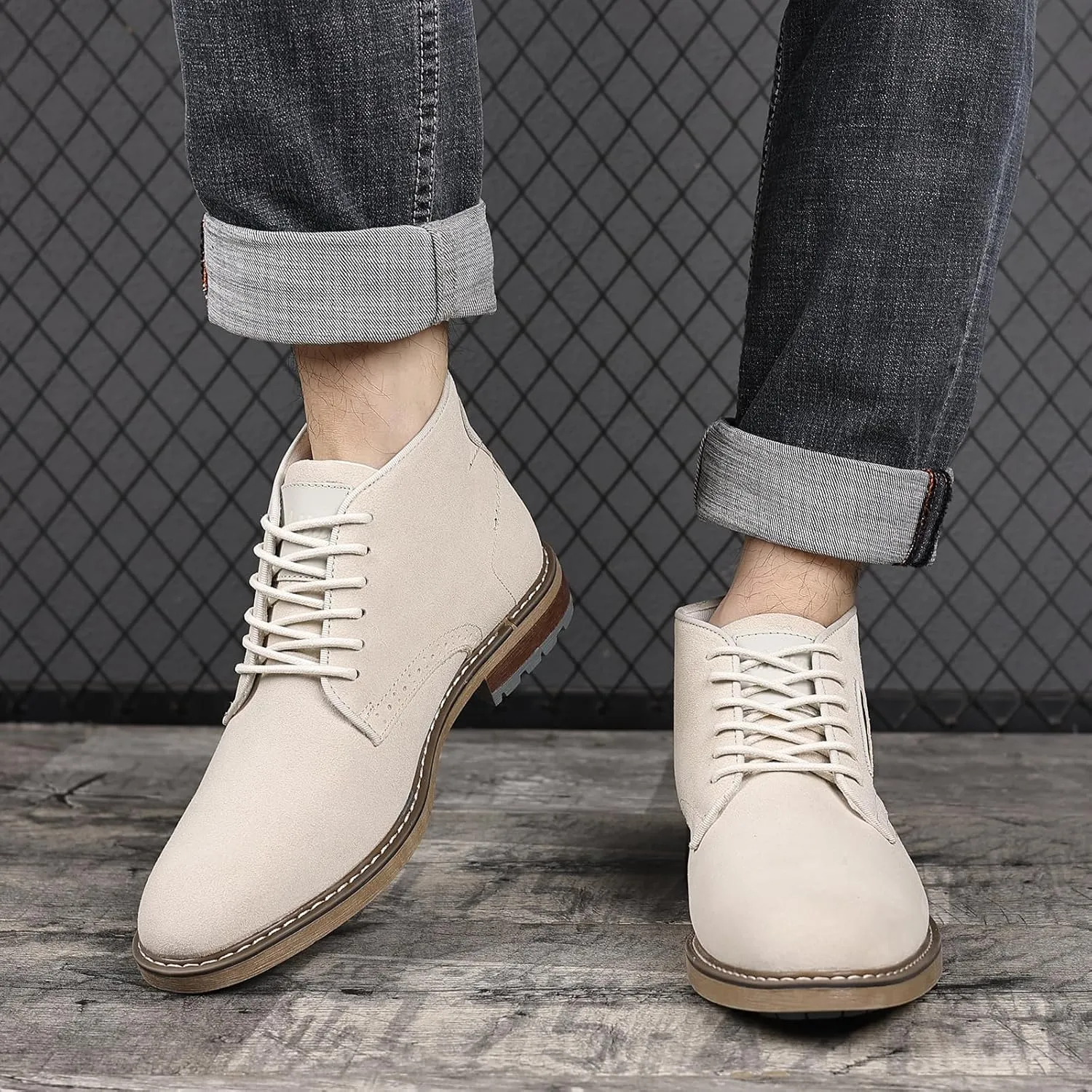 Arkbird Mens Chukka Boots Suede Leather Classic Fashion Casual Ankle Lace-up Dress Boots for Men