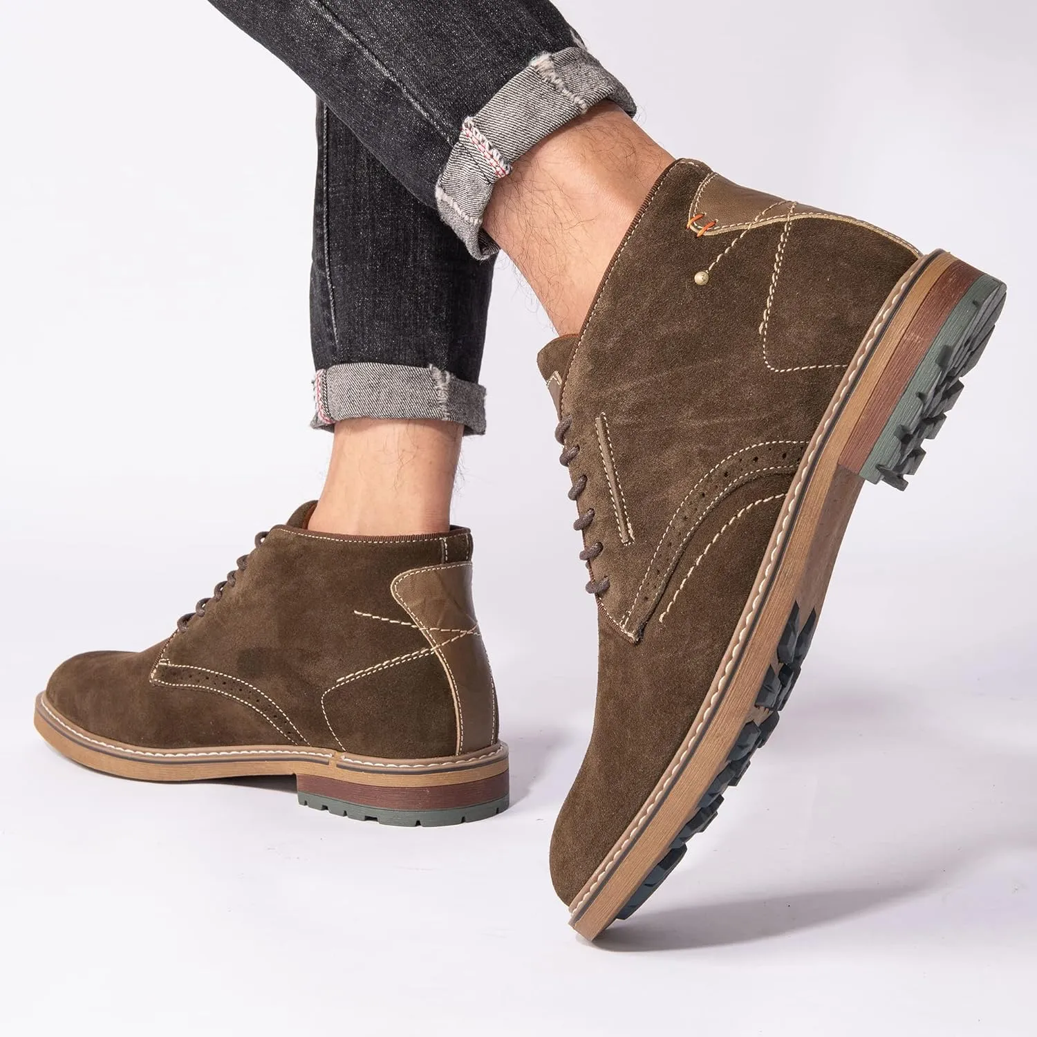 Arkbird Mens Chukka Boots Suede Leather Classic Fashion Casual Ankle Lace-up Dress Boots for Men