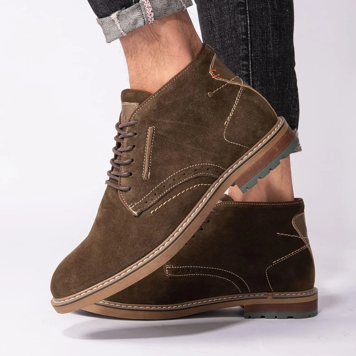 Arkbird Mens Chukka Boots Suede Leather Classic Fashion Casual Ankle Lace-up Dress Boots for Men