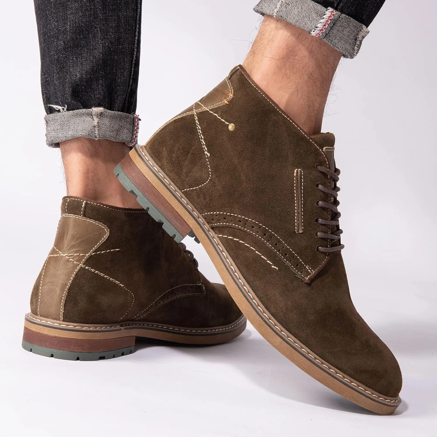 Arkbird Mens Chukka Boots Suede Leather Classic Fashion Casual Ankle Lace-up Dress Boots for Men