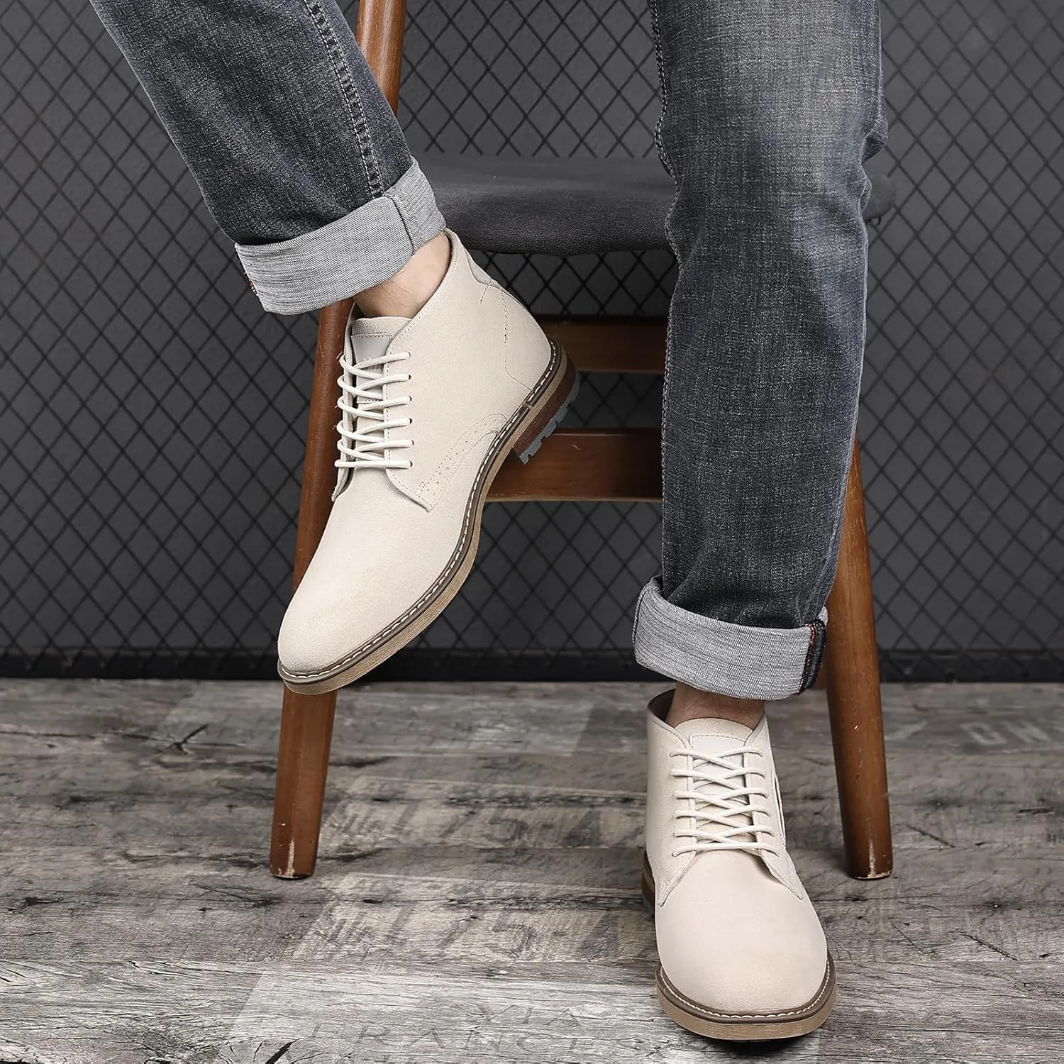 Arkbird Mens Chukka Boots Suede Leather Classic Fashion Casual Ankle Lace-up Dress Boots for Men