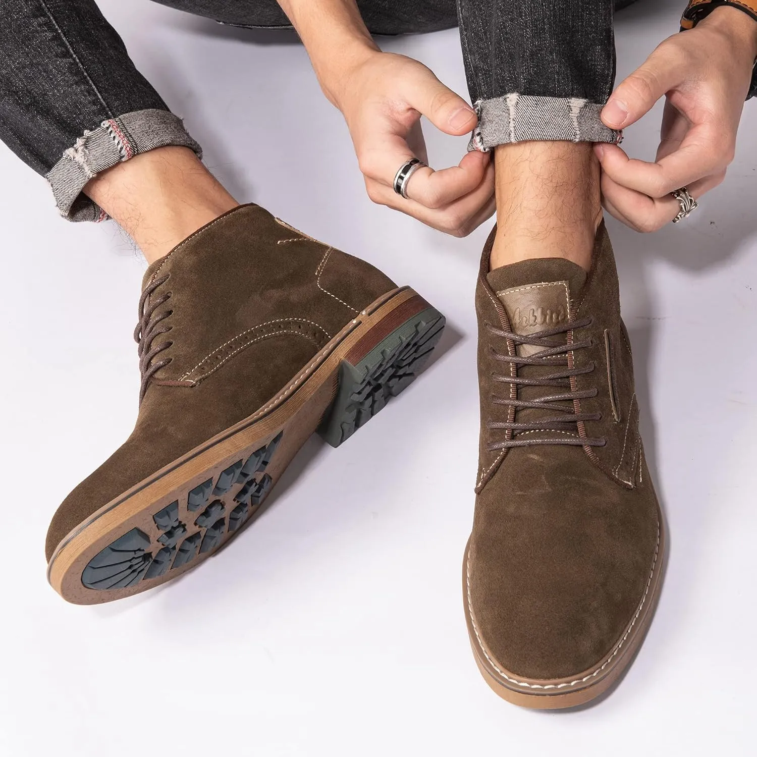 Arkbird Mens Chukka Boots Suede Leather Classic Fashion Casual Ankle Lace-up Dress Boots for Men
