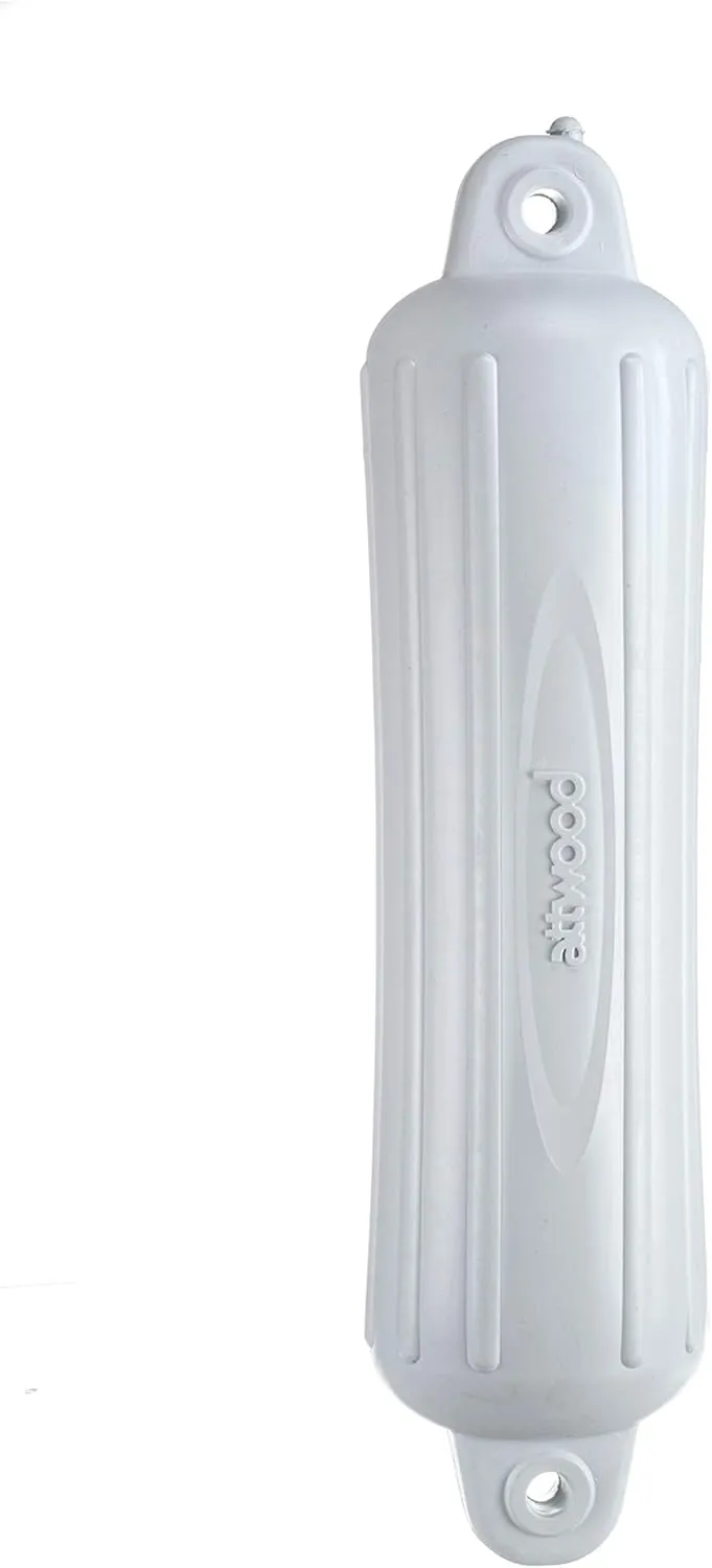 Attwood 9355D1 Softside UV-Resistant Marine Oval Boat Fender, White, 5-Inch x 22-Inch