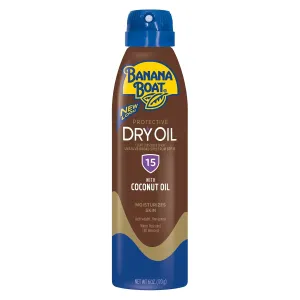 Banana Boat Protective Tanning Dry Oil Clear Spray Sunscreen SPF 15, Oxybenzone Free Sunscreen, 6oz Pack of 3, Packaging may vary
