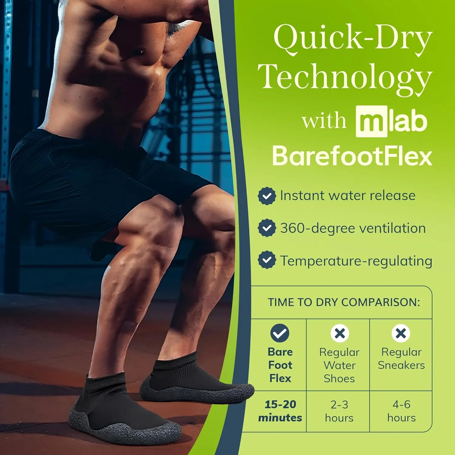 Barefoot Flex Minimalist Water Socks for Men & Women - Flexible Quick-Dry Barefoot Shoes for Yoga, Pilates, Beach, Pool, Boat - Lightweight Non-Slip Sports Footwear with Zero Drop Design