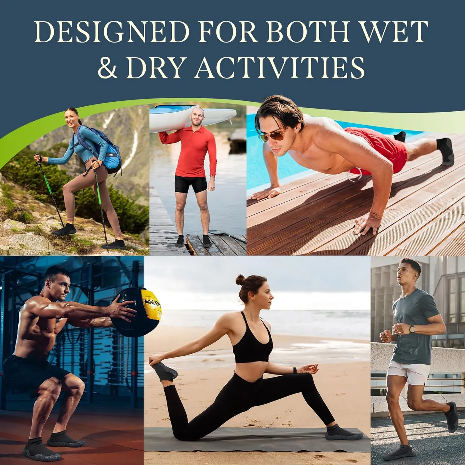 Barefoot Flex Minimalist Water Socks for Men & Women - Flexible Quick-Dry Barefoot Shoes for Yoga, Pilates, Beach, Pool, Boat - Lightweight Non-Slip Sports Footwear with Zero Drop Design