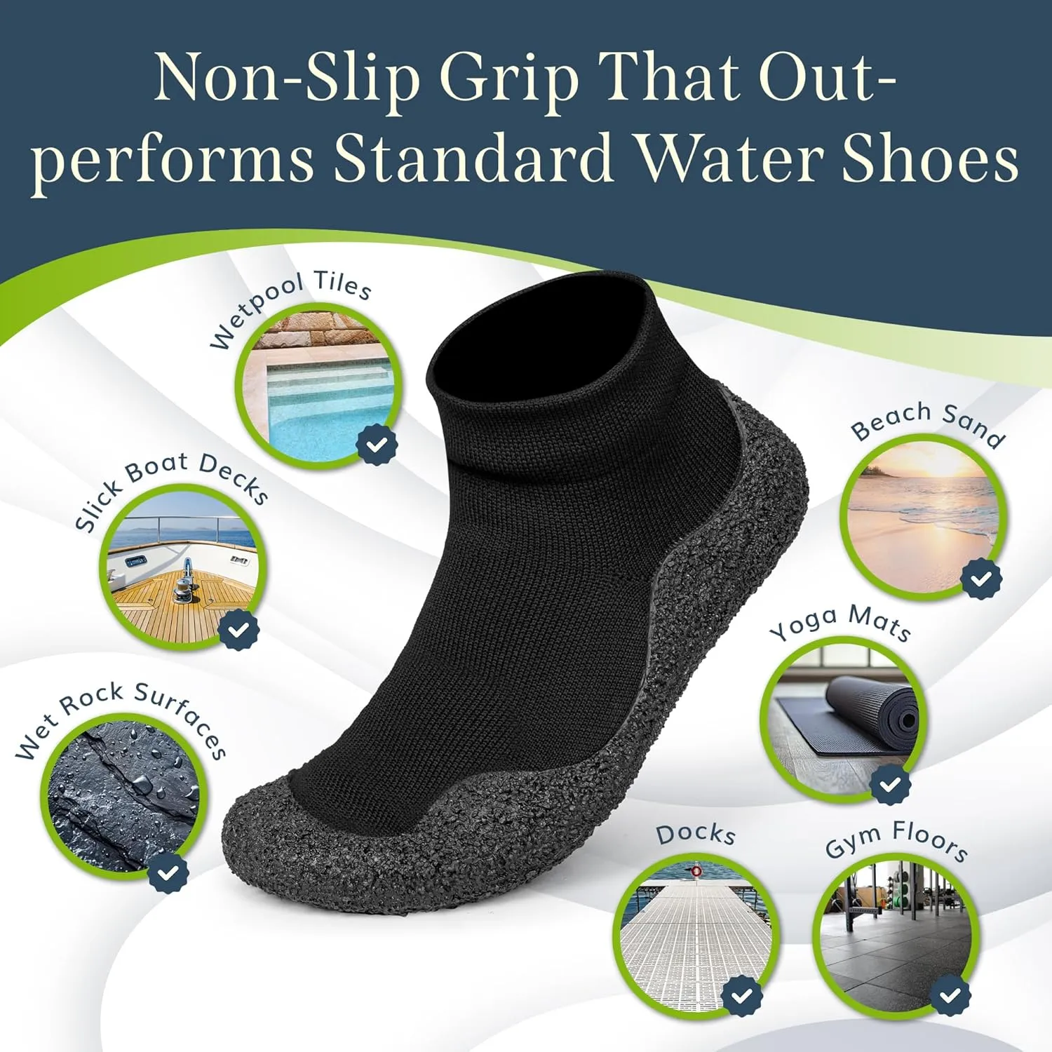 Barefoot Flex Minimalist Water Socks for Men & Women - Flexible Quick-Dry Barefoot Shoes for Yoga, Pilates, Beach, Pool, Boat - Lightweight Non-Slip Sports Footwear with Zero Drop Design