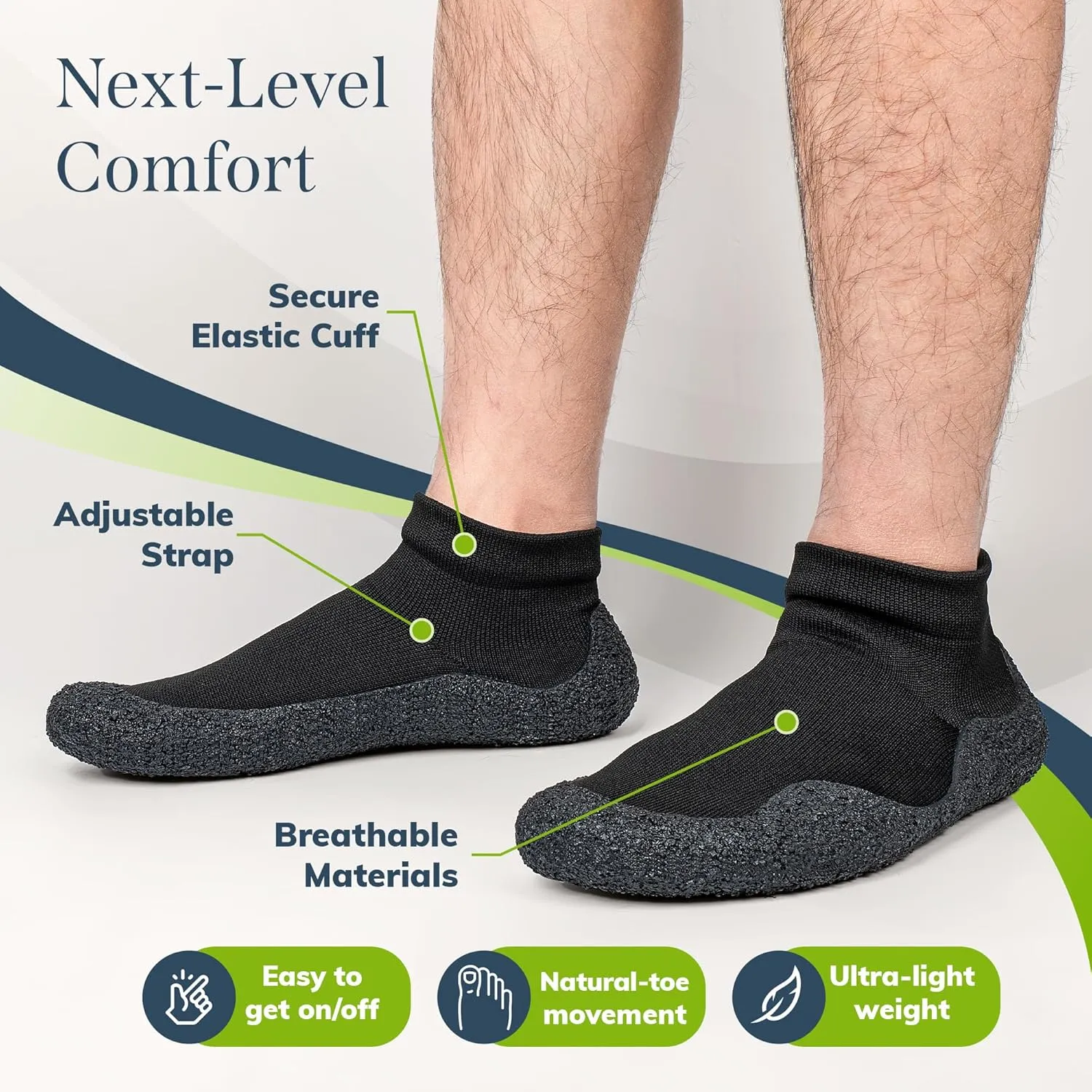 Barefoot Flex Minimalist Water Socks for Men & Women - Flexible Quick-Dry Barefoot Shoes for Yoga, Pilates, Beach, Pool, Boat - Lightweight Non-Slip Sports Footwear with Zero Drop Design