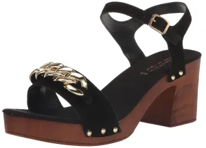 Bella Vita Made in Italy Women's Van-Italy Heeled Sandal, Black Suede Leather, 7.5 Wide