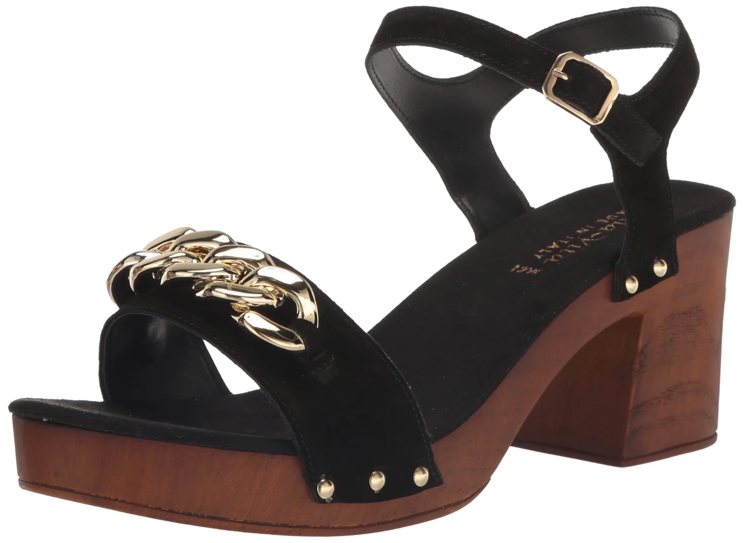 Bella Vita Made in Italy Women's Van-Italy Heeled Sandal, Black Suede Leather, 7.5 Wide
