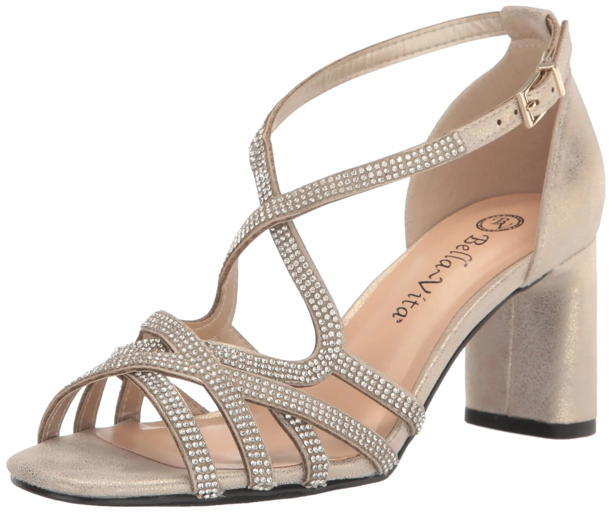 Bella Vita Women's Aliette Heeled Sandal, Soft Gold Metallic, 11 X-Wide