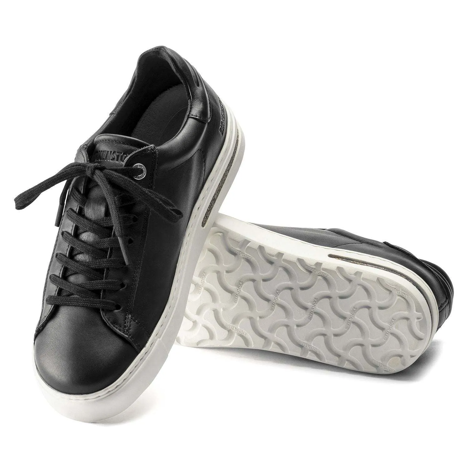 Bend Low, Natural Leather - Black leather sneaker