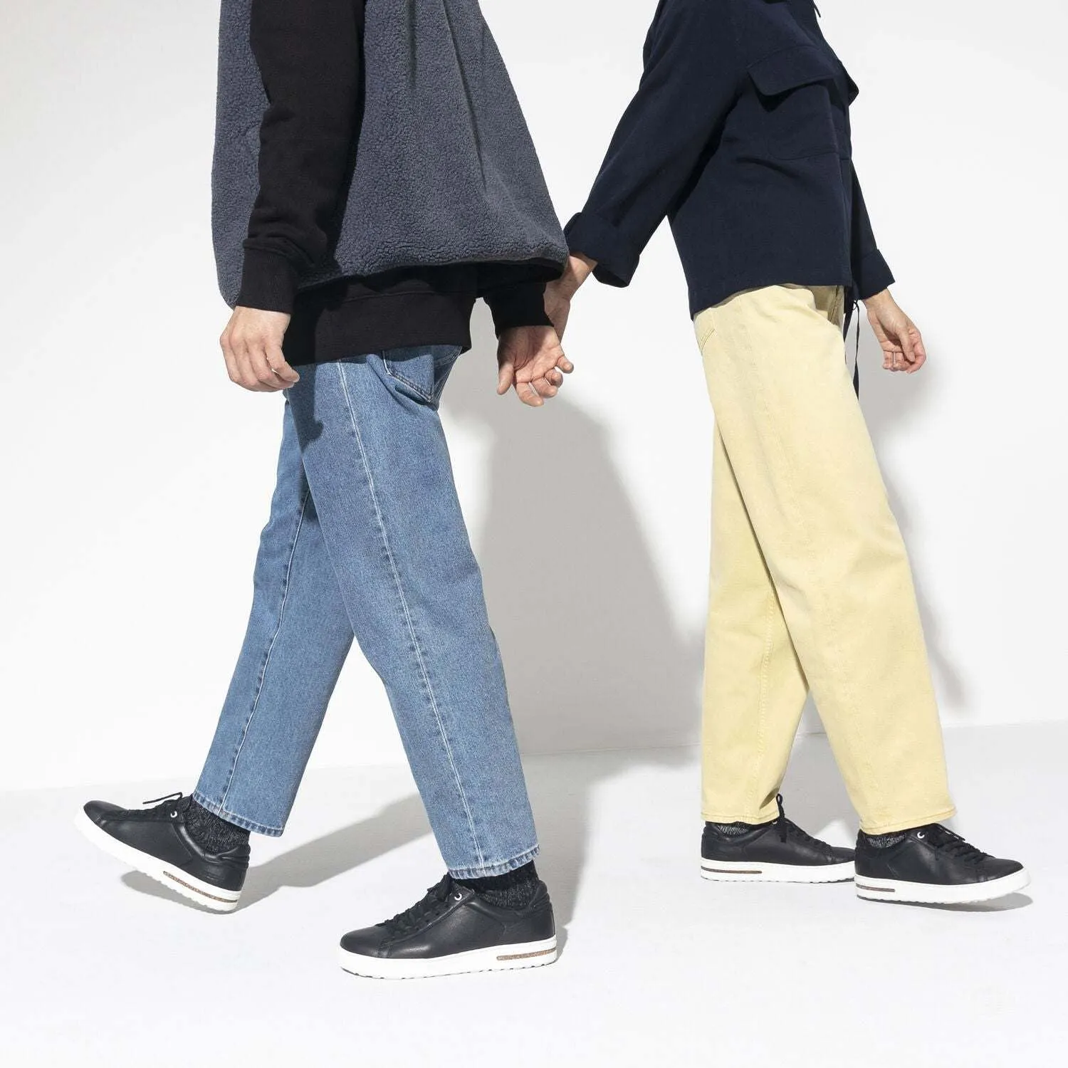 Bend Low, Natural Leather - Black leather sneaker