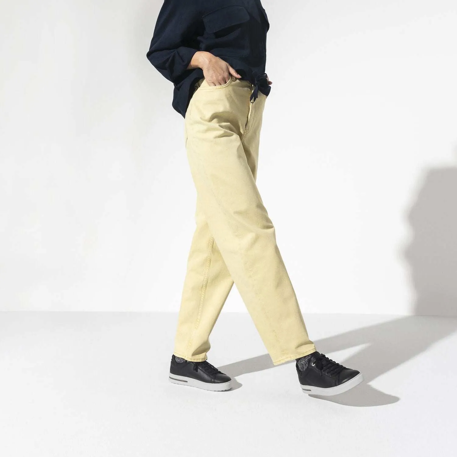 Bend Low, Natural Leather - Black leather sneaker