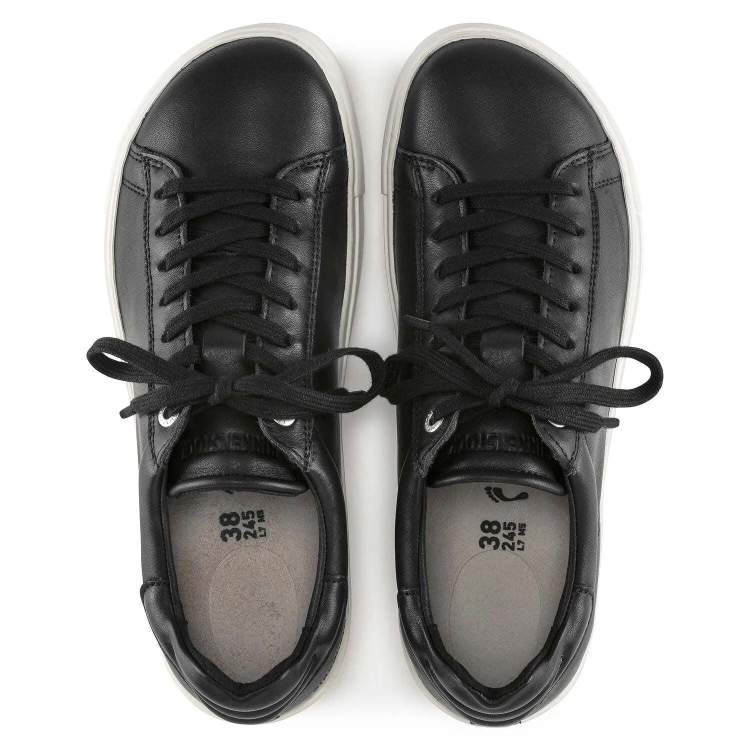 Bend Low, Natural Leather - Black leather sneaker
