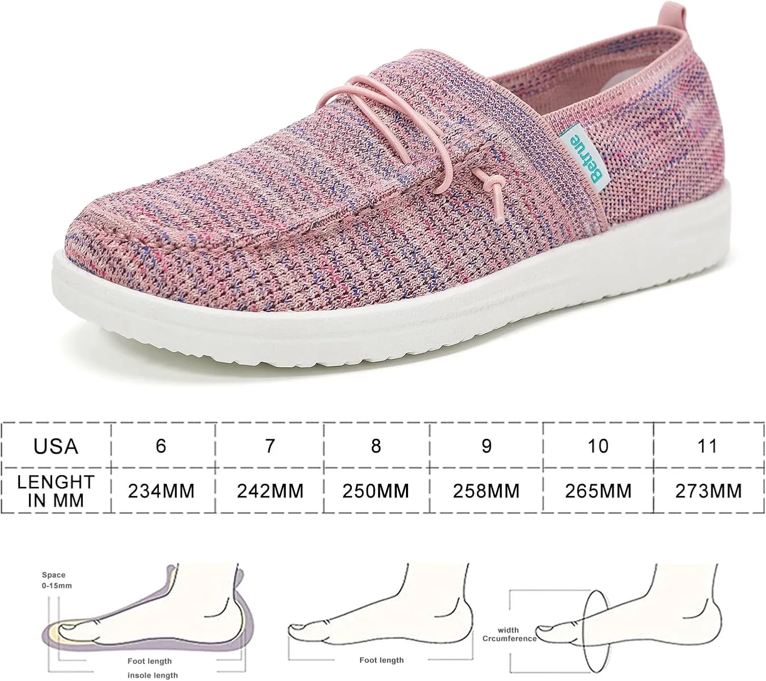 Betrue Lightweight Boat Shoes for Women, Womens Casual Loafers, Womens Slip On Deck Shoes, Breathable Canvas Walking Shoes for Women