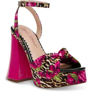 Betsey Johnson Women's Brylie Heeled Sandal, Leopard Floral, 6