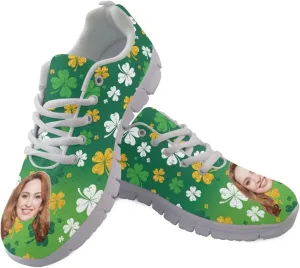 BIGCARJOB Women St Patrick Day Tennis Shoes Custom Design Face Sneakers Athletic Walking Shoes