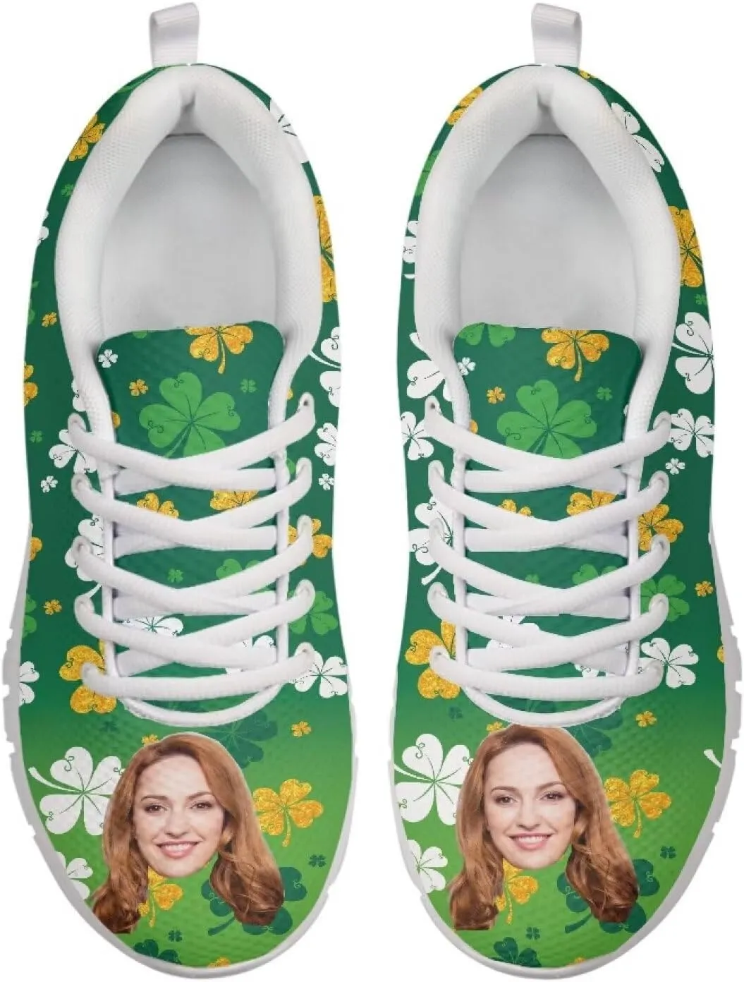 BIGCARJOB Women St Patrick Day Tennis Shoes Custom Design Face Sneakers Athletic Walking Shoes