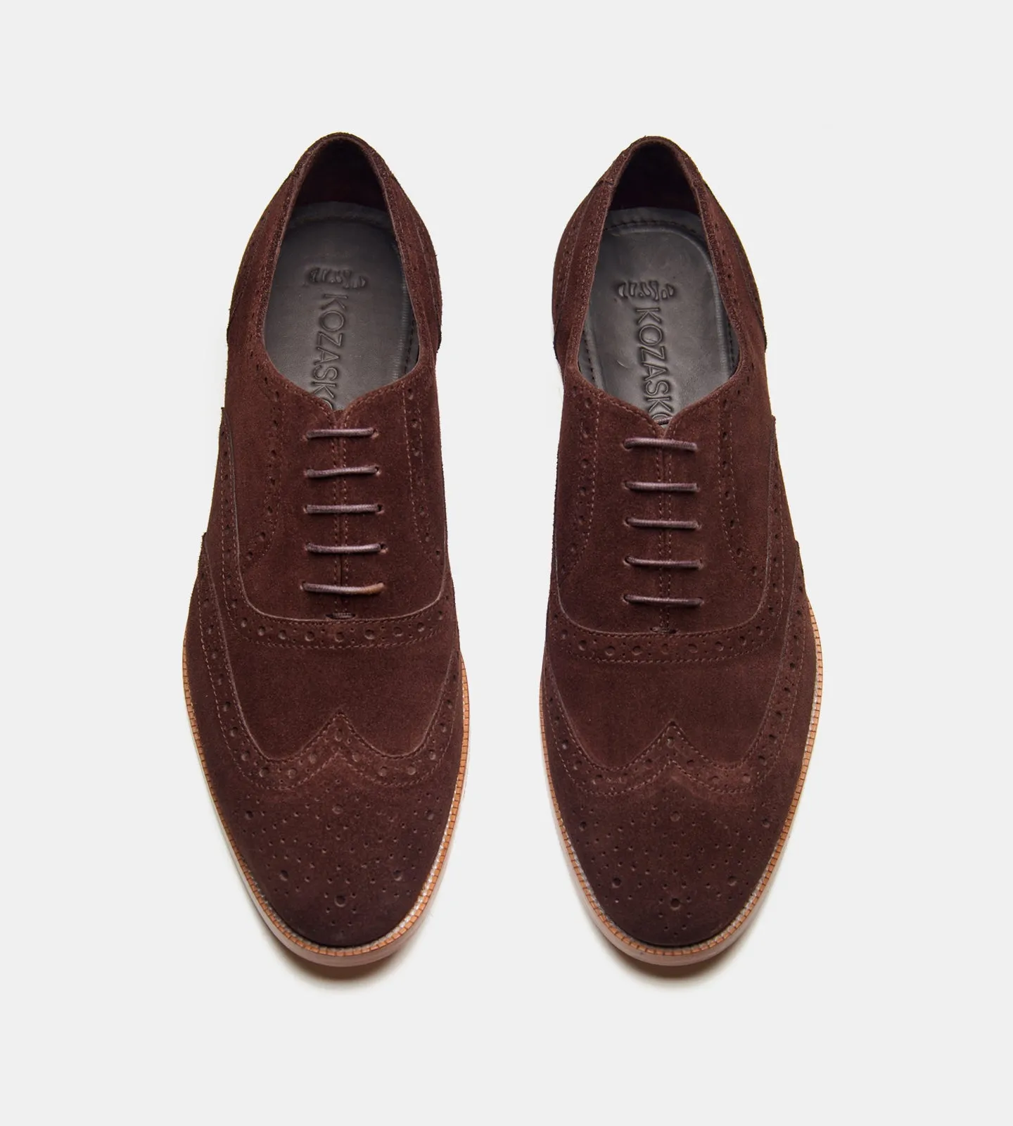 Blake Stitched Brown Suede Wingtip Oxfords